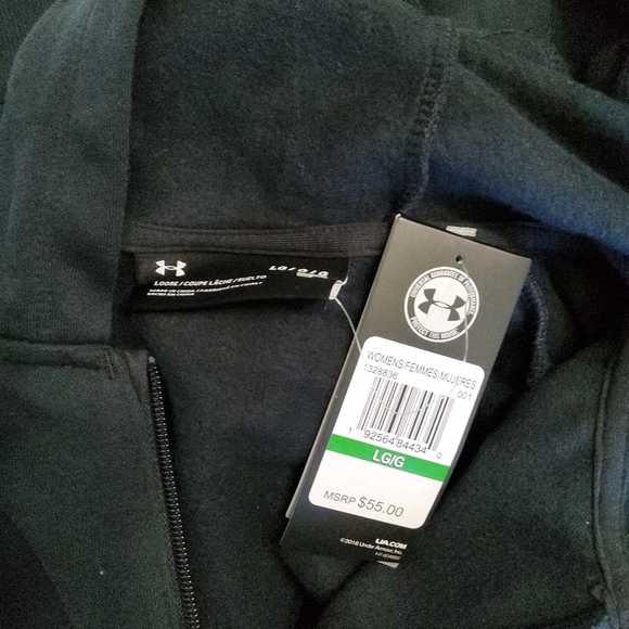 Under Armour Cropped Zipped Sweatshirt Size Large NWT in Black - Picture 4 of 5